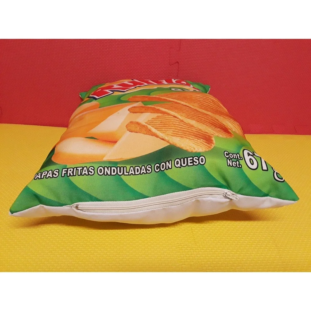 Lays Ruffles Queso Chip Snack Food Themed Pillow Novelty Home Decor 17'' Tall